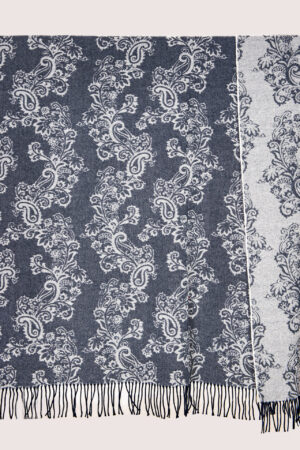 Wohndecke Mara - Navy/Grau 3 Wollmix-Wohndecke Mara