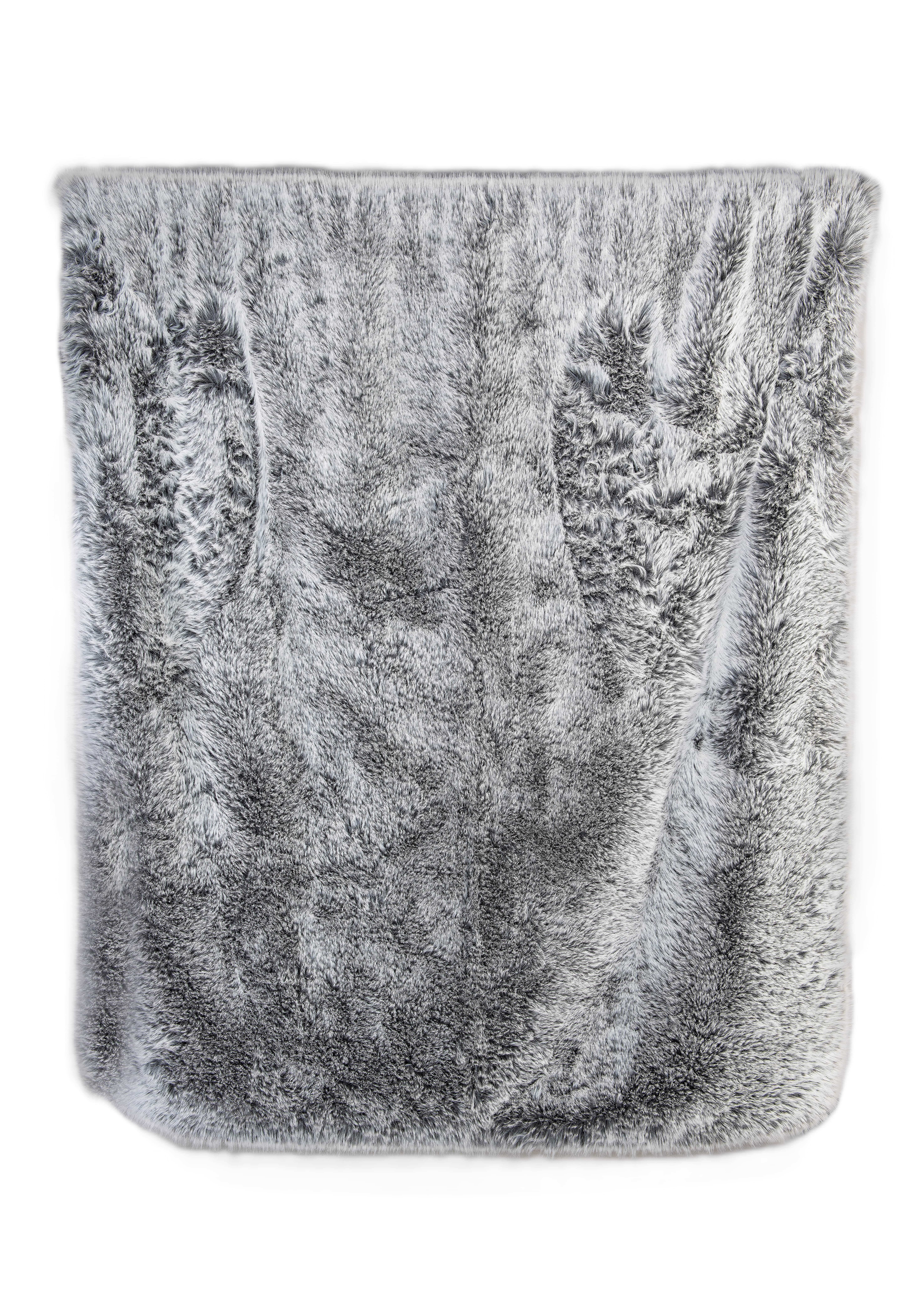 Kunstfelldecke Silber Wolf in Silber/Grau - Star Home Textil
